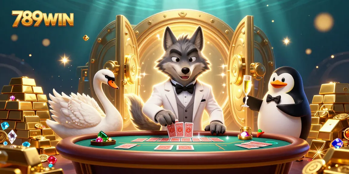 Engage with 789WIN's thrilling casino experience amidst dazzling treasures and confident characters.