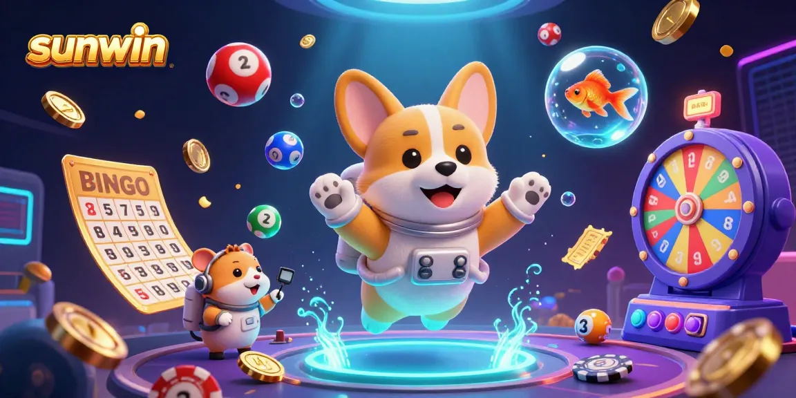 Experience thrilling excitement with sunwin in a 3D casino scene full of vibrant lottery and gambling elements.