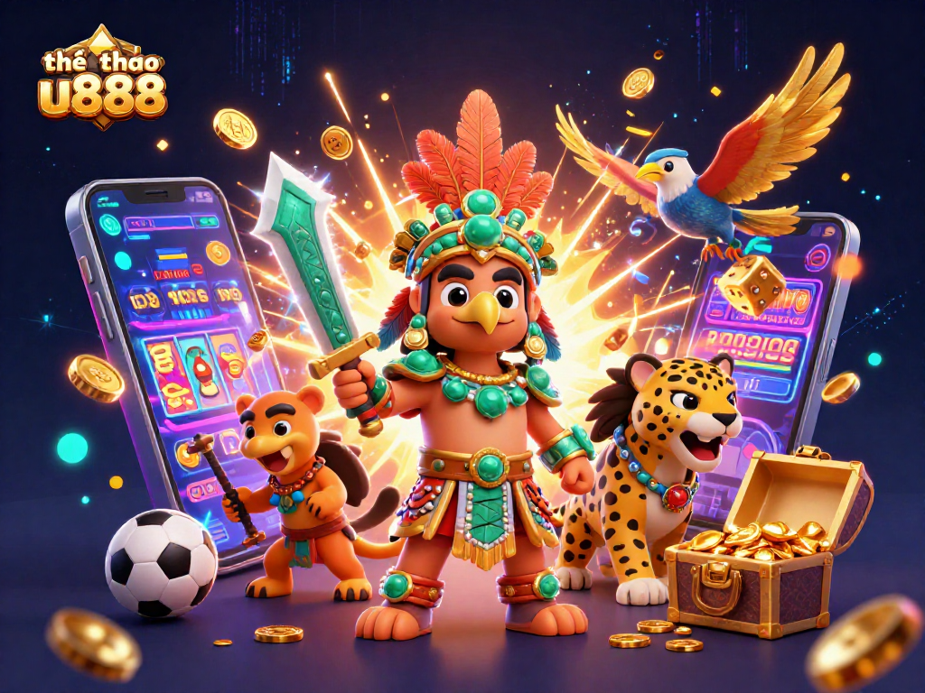 Engaging scene featuring thể thao u888 with Aztec warriors and casino elements for thrilling gaming experiences.