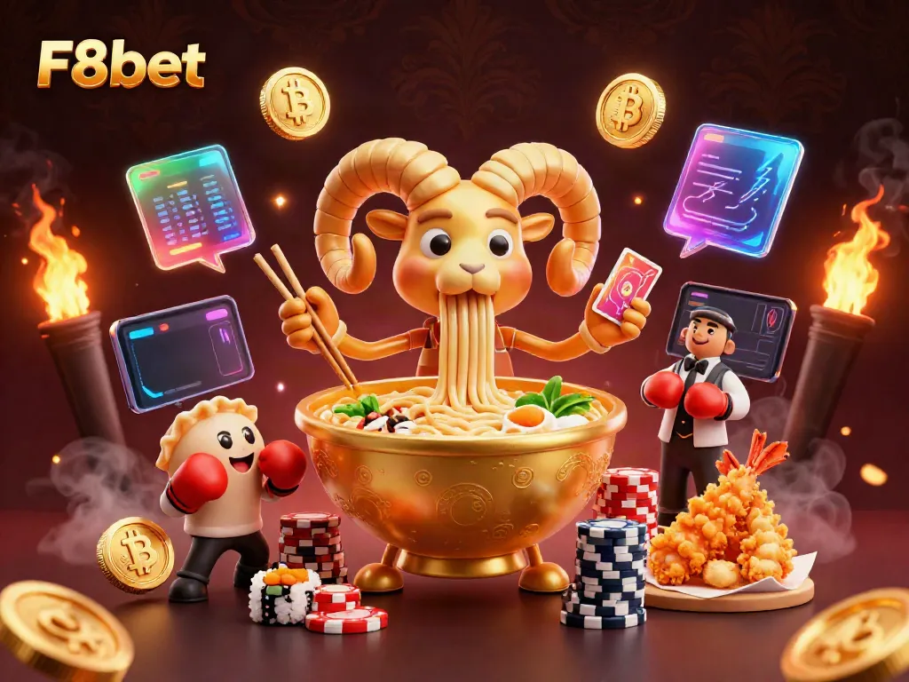 Experience thrilling games at F8bet with our vibrant casino illustration featuring unique characters and elements.
