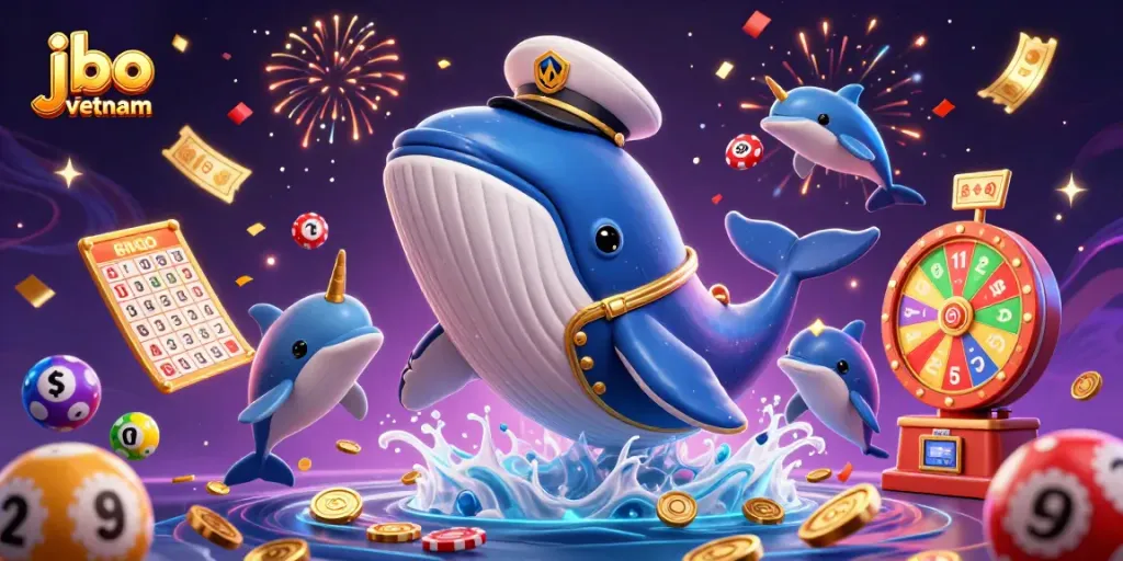 Win with jbo vietnam at the casino featured alongside playful dolphins and golden tickets.