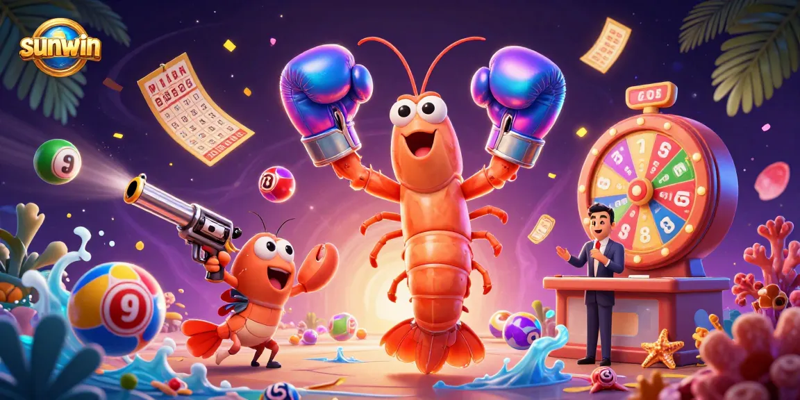 Engage in vibrant gambling action with sunwin's dynamic lottery scene featuring lively characters.