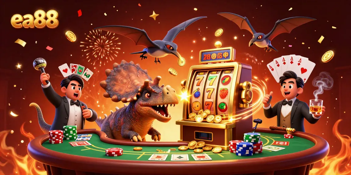 Experience thrilling wins with ea88 in this vibrant 3D illustration of casino action!