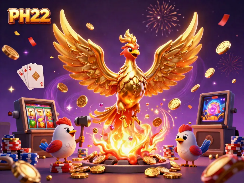 Experience the excitement of PH222 with golden phoenix and vibrant casino elements.