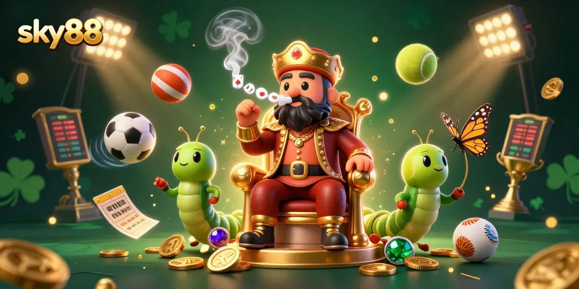 Engage in thrilling gameplay at sky88 with dynamic sports-themed elements and vibrant 3D illustration.