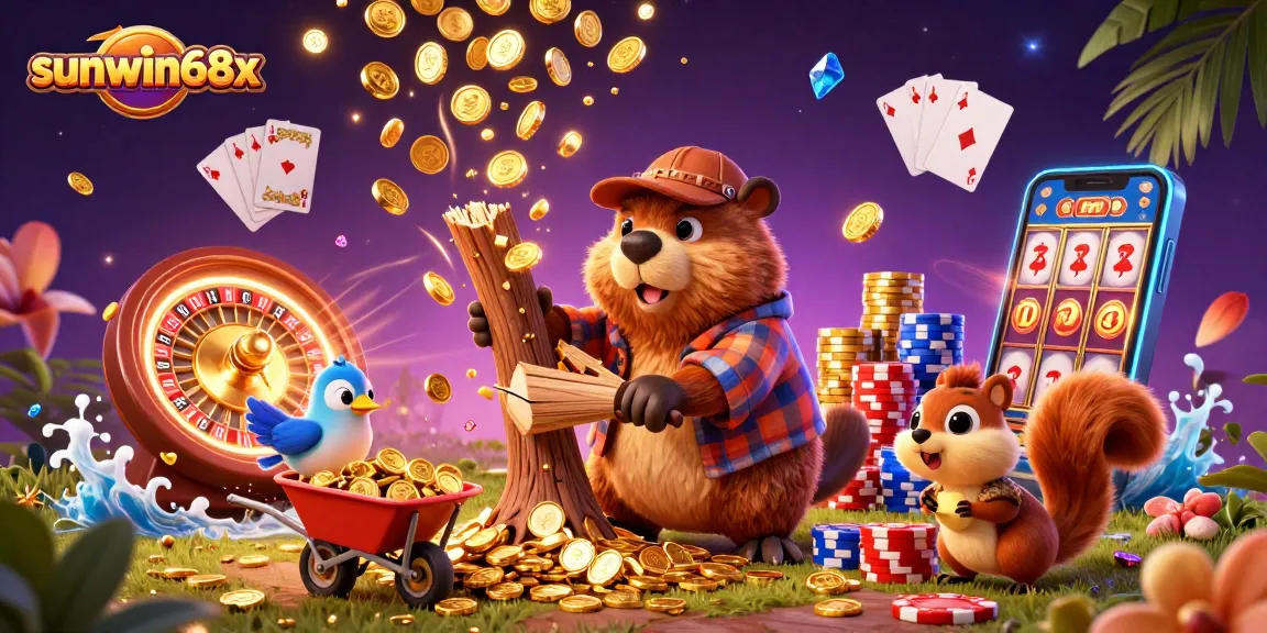 Experience the thrill at sunwin68x with this lively 3D illustration of animated characters in a casino setting.
