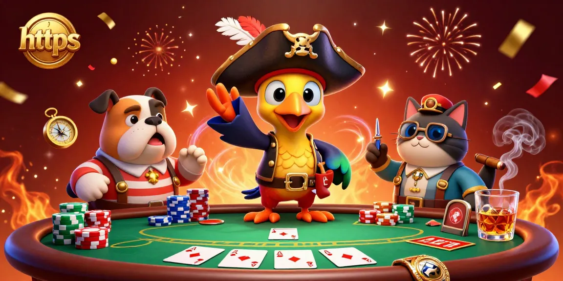 Engage in thrilling poker action at https with a pirate captain, bulldog, and cat navigator.