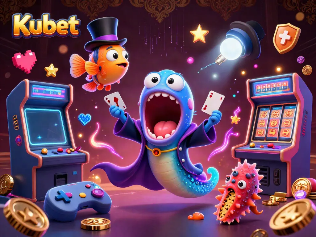 Experience the magic of Kubet with a colorful 3D casino scene featuring enchanting characters and vibrant game elements.