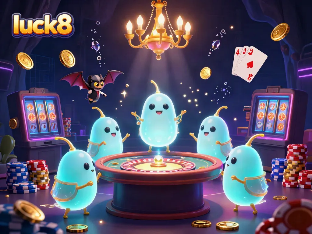 Experience the thrilling luck8 casino atmosphere with glowing worms and dazzling game elements.