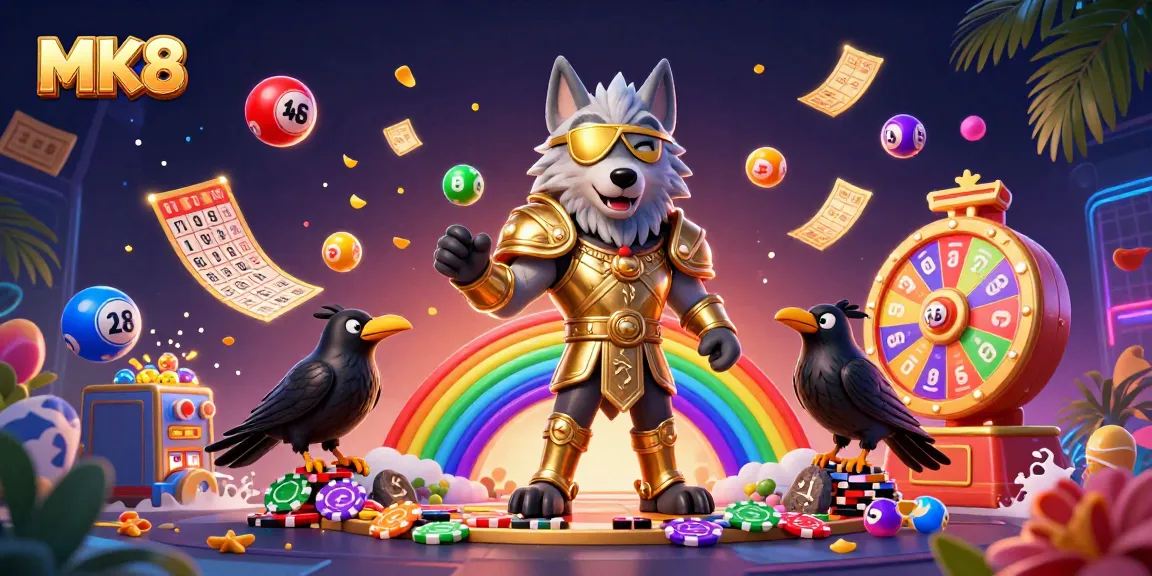 Experience thrilling MK8 casino gaming with colorful dynamic elements and Norse-inspired characters.