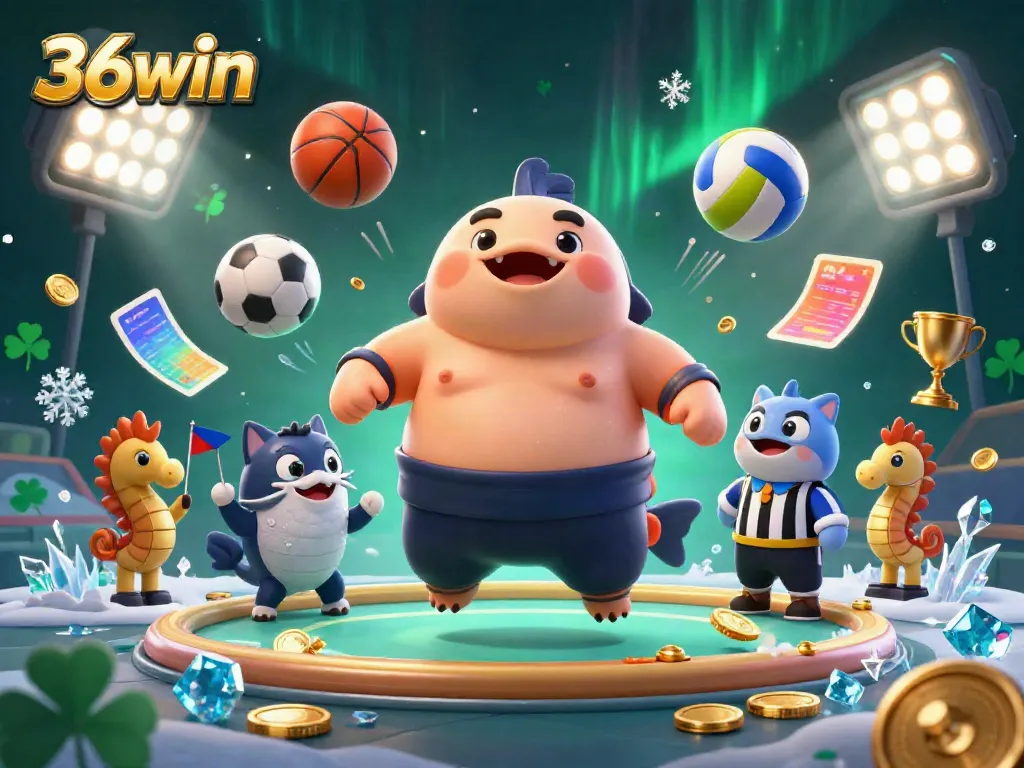 Experience the vibrant world of 36win, featuring a dynamic underwater casino scene with lucky characters and game elements.