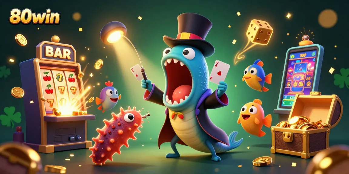 Experience thrilling wins at 80win with vibrant 3D slot machines and animated casino characters.
