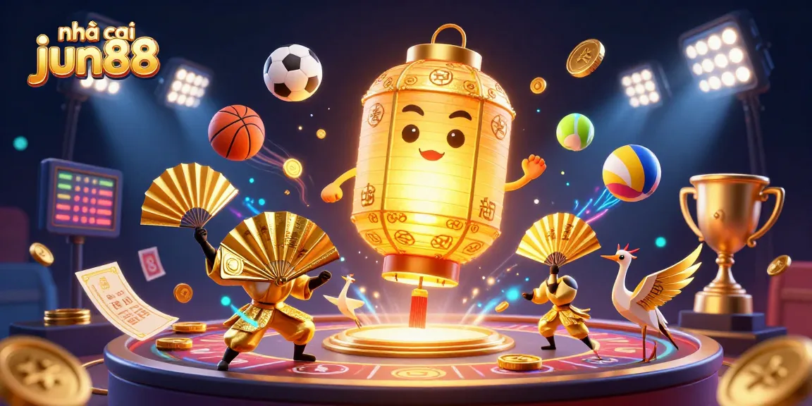 Experience excitement at nhà cái jun88 with vibrant casino elements, 3D characters, and dynamic sports action.