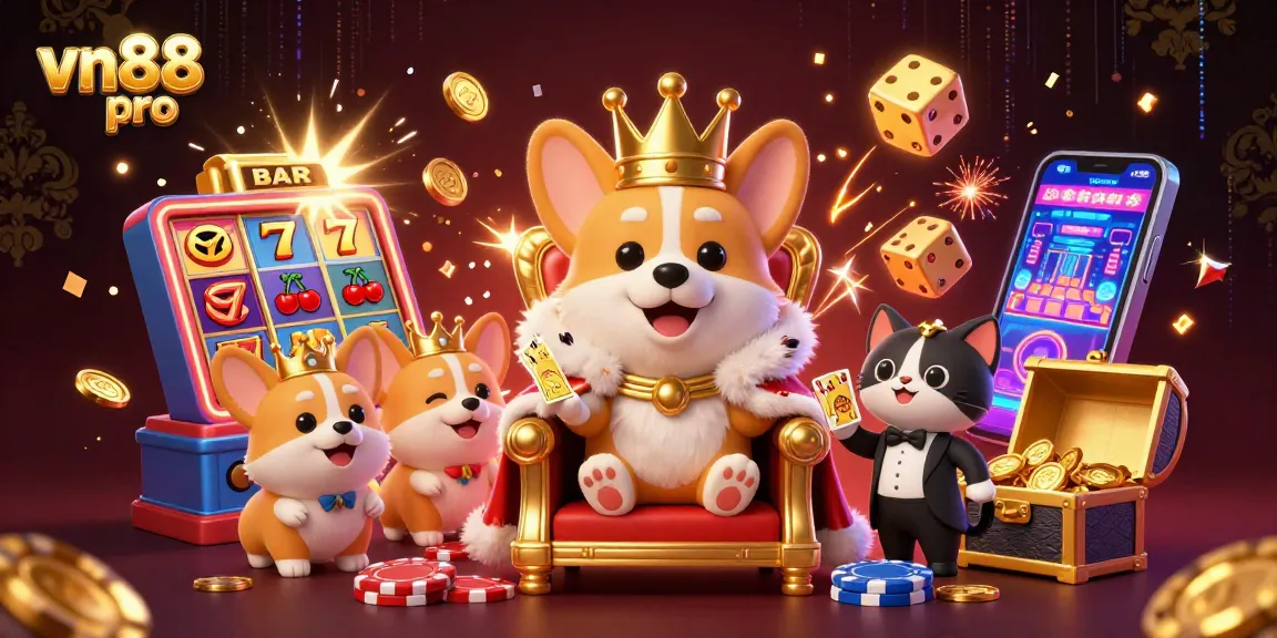 Experience the excitement at vn88 pro with vibrant 3D casino illustration showcasing dynamic game elements.