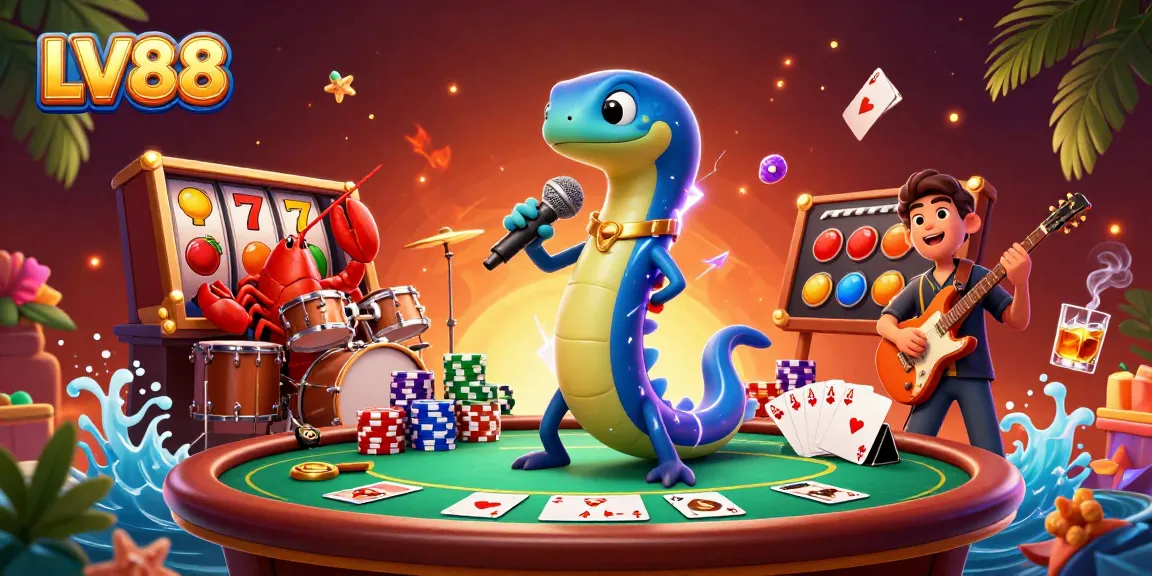 LV88 showcases an undersea casino scene featuring a DJ electric eel with vibrant game elements.
