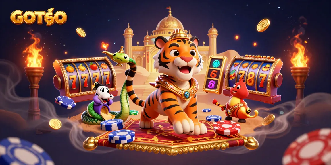 Rasakan aksi slot yang mendebarkan dengan ilustrasi digital Malam Arab 3D dari GOTOTO yang menampilkan karakter yang hidup dan elemen kasino.