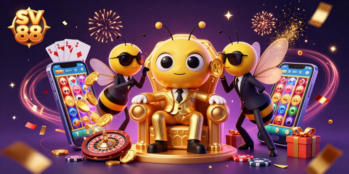 Spin and win on sv 88 with exciting 3D casino elements and characters in a vibrant setting.