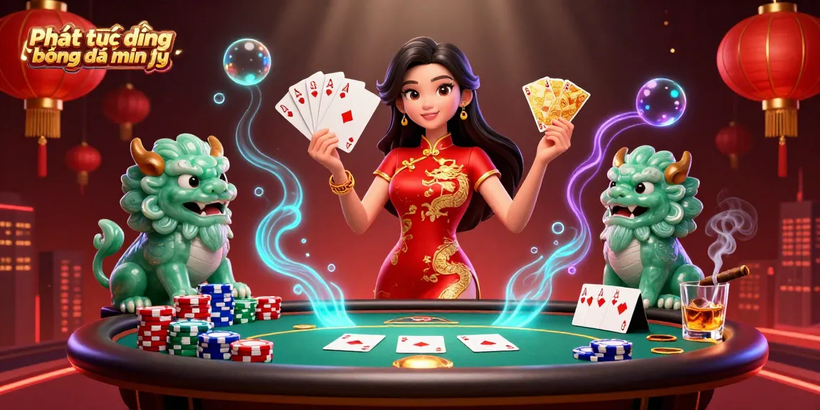 Experience Phát trực tiếp bóng đá miễn phí through a vibrant 3D illustration of poker action with elegant characters.