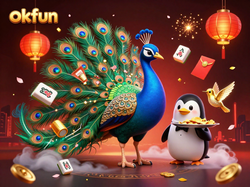 Spin the reels and win big with okfun at this vibrant 3D casino illustration.