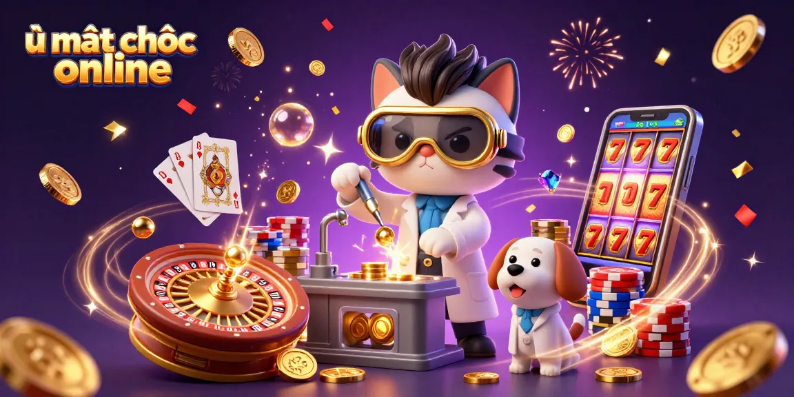 Experience the excitement of ù mạt chược online with cartoon characters in a dynamic casino scene.