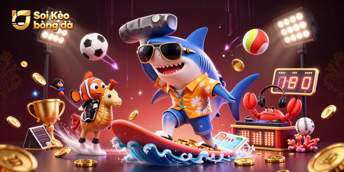 Soi Kèo bóng đá features engaging 3D cartoon characters in a vibrant, dynamic sports betting scene.