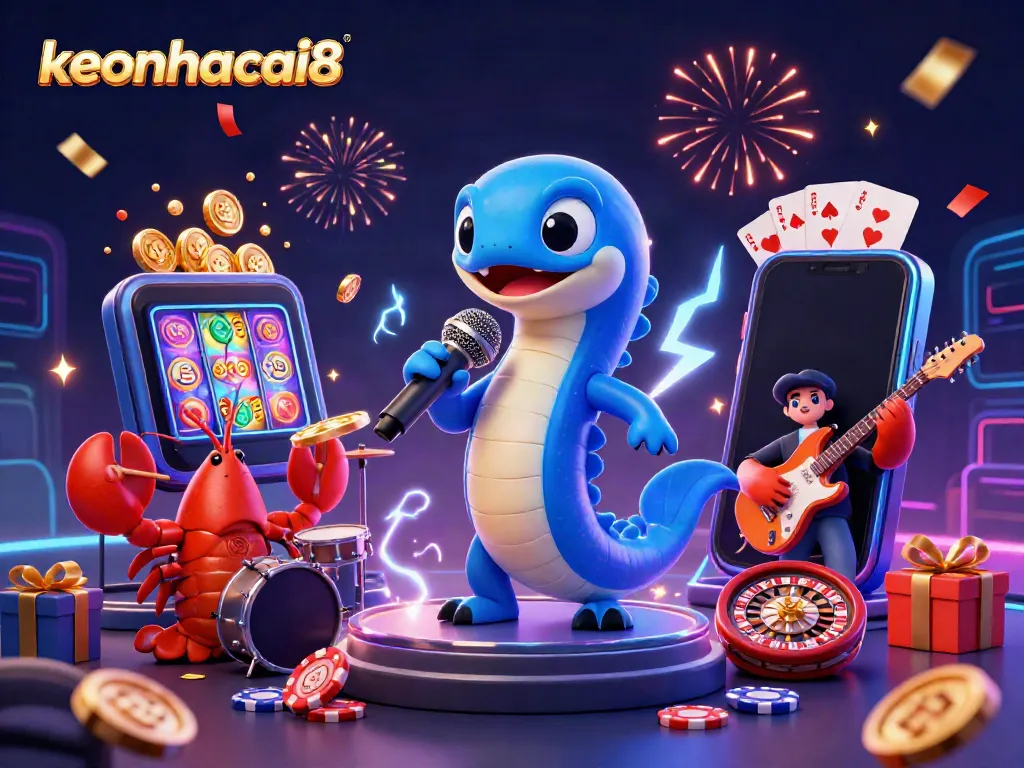 Experience the thrilling world of keonhacai8, showcasing a DJ electric eel in an underwater casino.