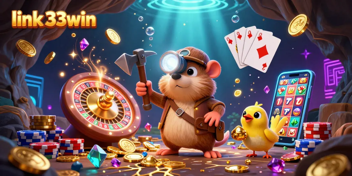 Engage with the exciting visuals of link 33win as a treasure hunter mole collects riches in a dynamic casino environment.