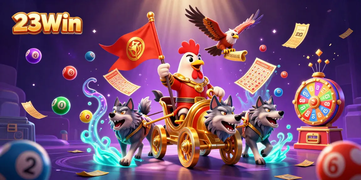Engage with 23Win's thrilling lottery scene featuring vibrant elements and dynamic visuals for maximum excitement.