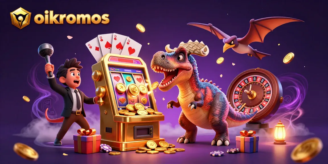 oikonomos brings exciting casino action with a pachycephalosaurus winning gold from a slot machine