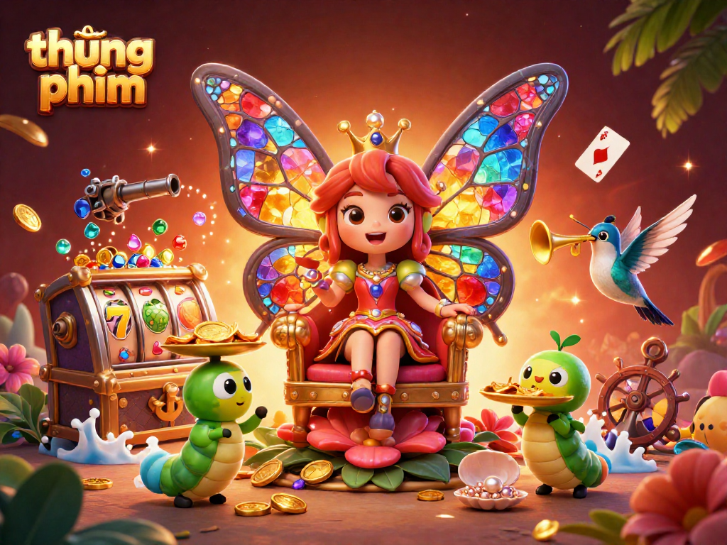 Experience thrilling slots with thúng phim, as the vibrant scene captures gameplay excitement.