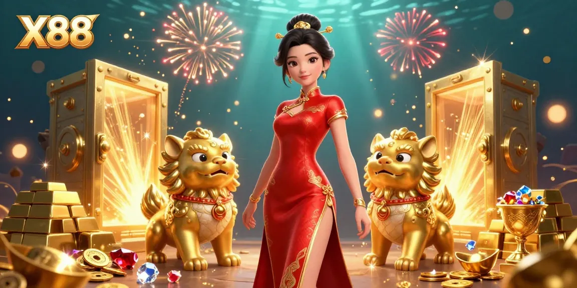 Elevate your gaming at X88 with a vibrant 3D illustration showcasing luxury and excitement.