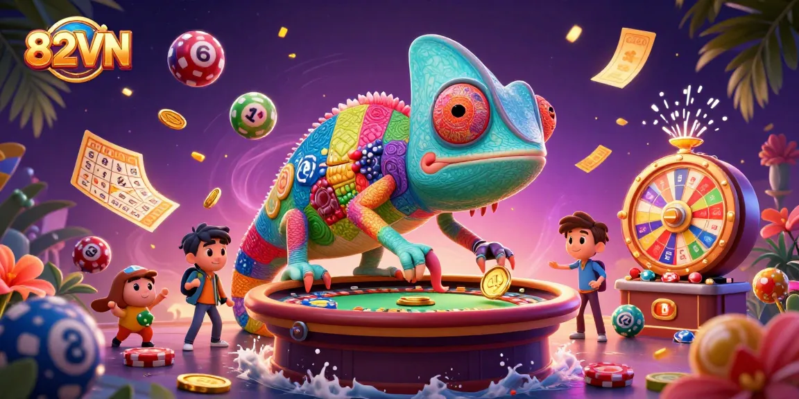 Experience thrilling gaming action at 82VN with colorful lottery balls and casino excitement.