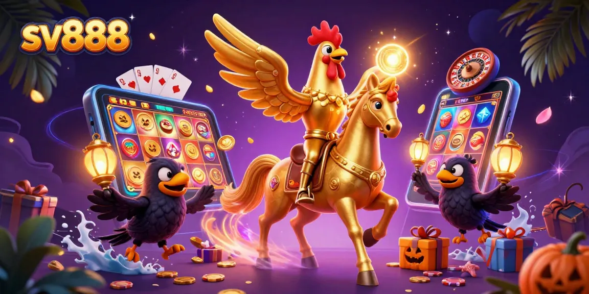 Engage in thrilling gameplay with sv888's vibrant casino adventures featuring golden rooster characters.