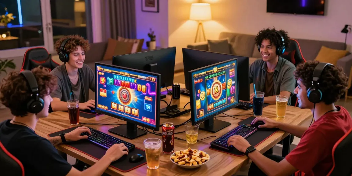Excited players enjoying oppa86 online slot games with vibrant graphics and bonus spins.