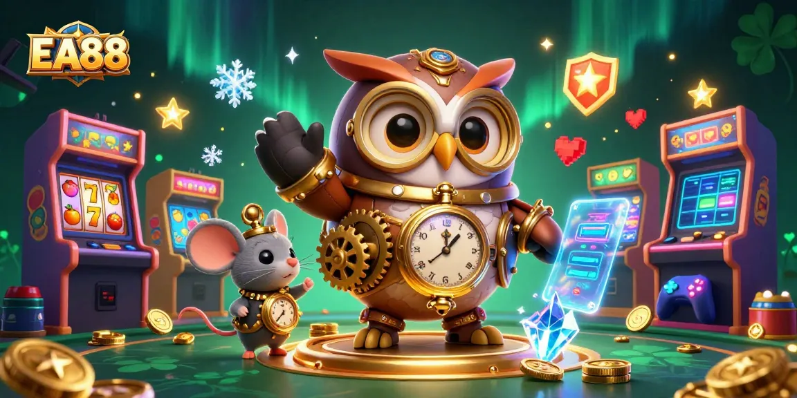 Join the action at EA88's vibrant time-traveling casino with animated characters and rich game elements.