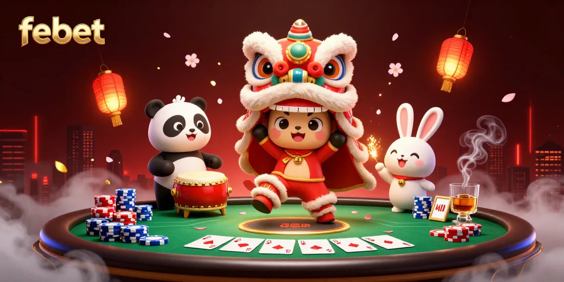Experience thrilling gameplay at febet with vibrant characters, poker elements, and dynamic casino atmosphere.