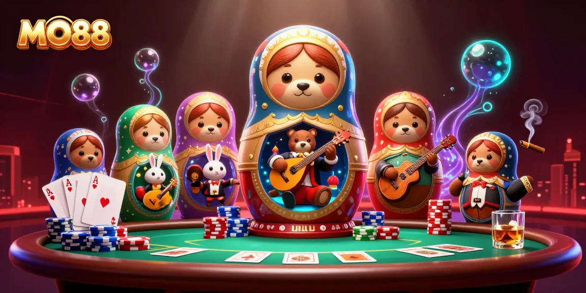 Engage with MO88's vibrant casino world featuring dynamic characters and game elements.