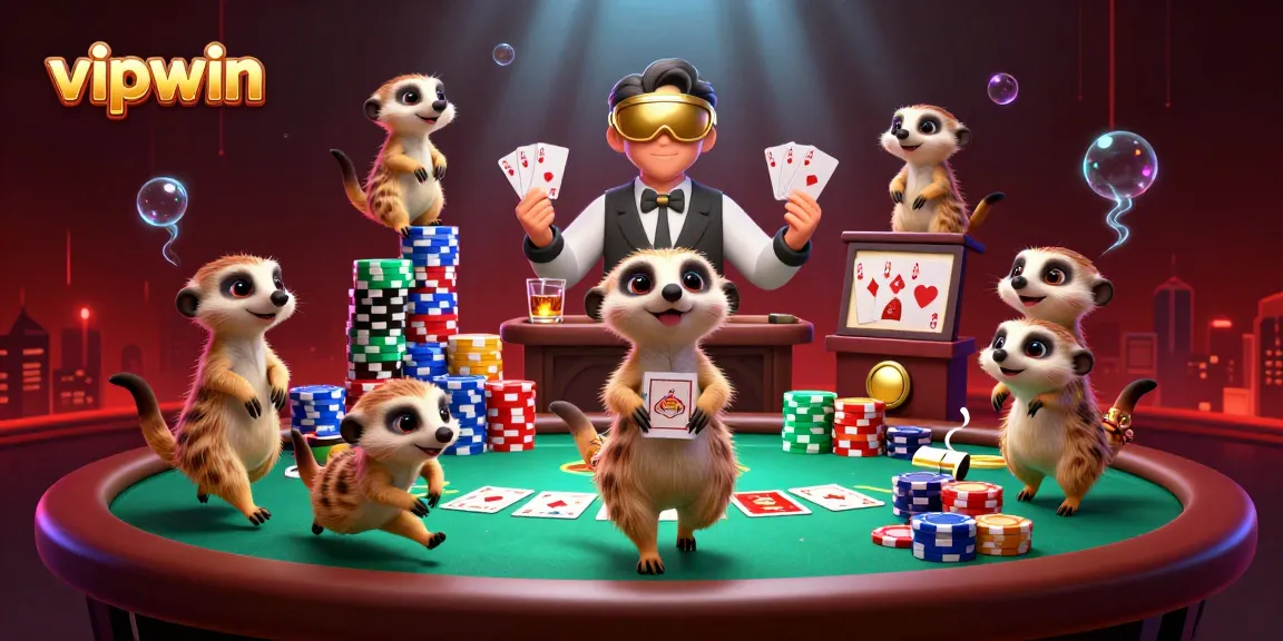 Experience the excitement of vipwin as meerkats run an elaborate casino operation with vibrant gaming elements.