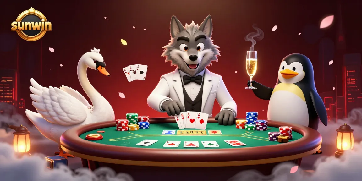 Experience thrilling gaming dynamics with sunwin in a vibrant casino scene featuring unique characters.