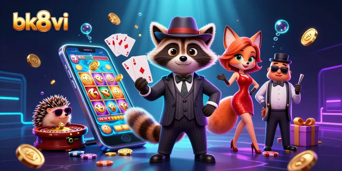Engage in immersive gaming with bk8vi's vibrant casino atmosphere featuring a royal flush hand.