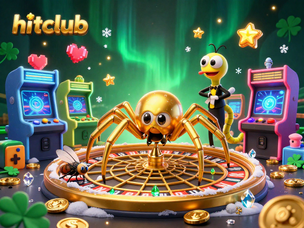Place bets with hitclub's golden spider roulette scene, showcasing vibrant gambling elements.