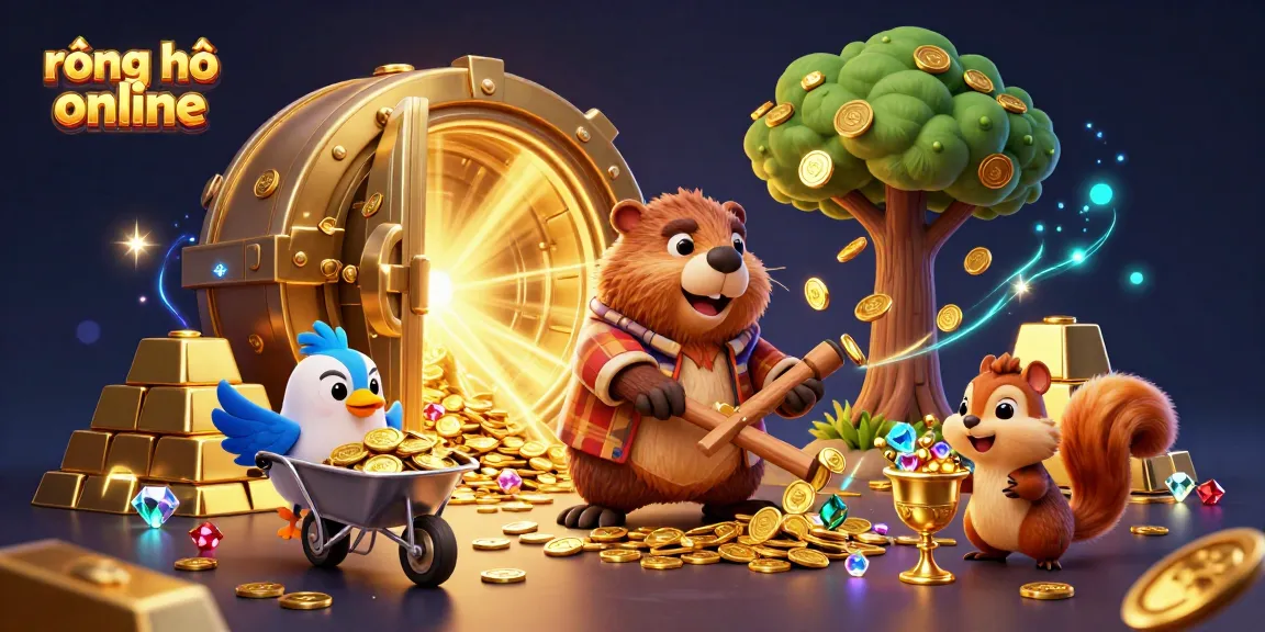 Experience thrilling rồng hổ online action with a scene full of lively characters and golden treasures.