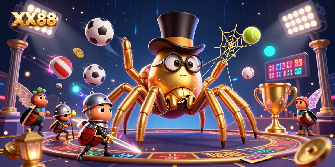 Experience thrilling gaming at XX88 with a dynamic 3D casino scene featuring vibrant characters and elements.