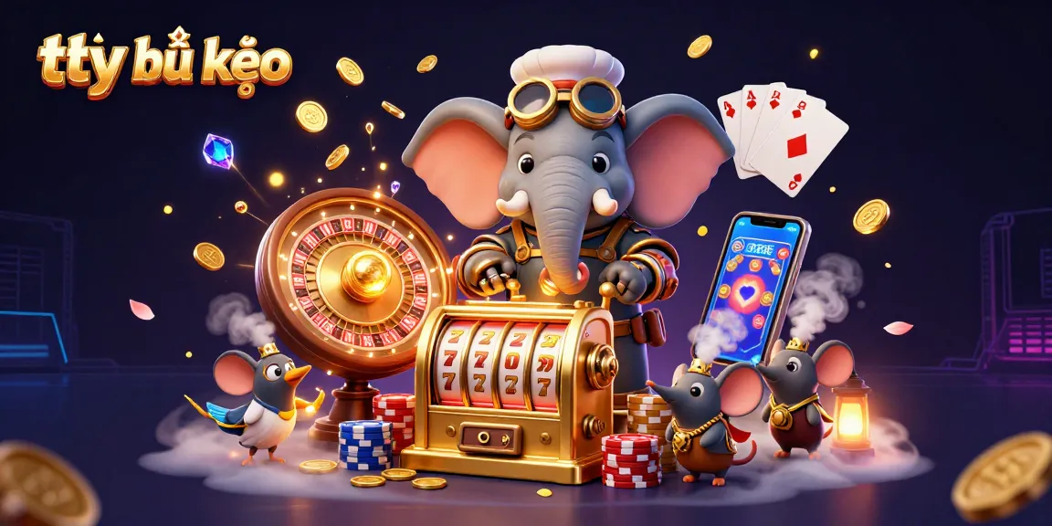 Experience tỷ lệ kèo with dynamic casino elements in a vibrant 3D illustration.