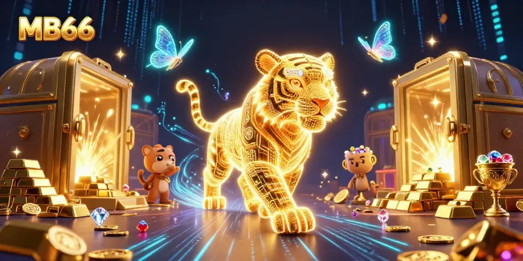 Experience the allure of MB66 with a vibrant, bustling casino scene full of digital treasures.