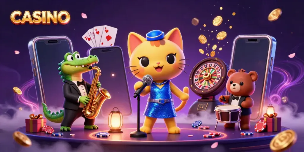 Experience the vibrant atmosphere of a CASINO with lively characters and exciting games.
