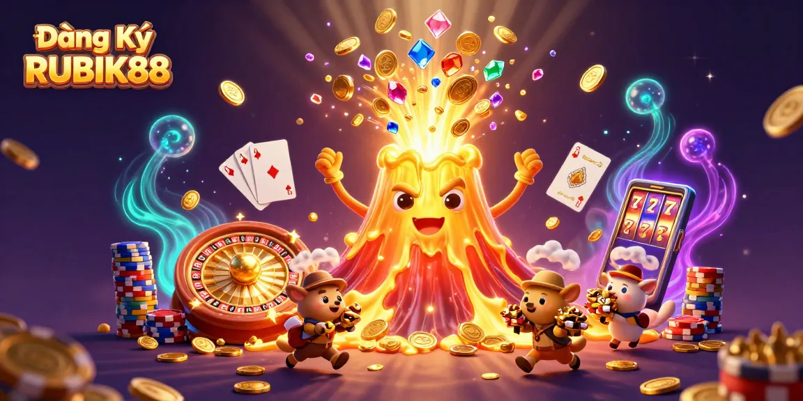 Play exciting games at Đăng Ký RUBIK88 with treasures erupting from the golden volcano, leading to big wins!