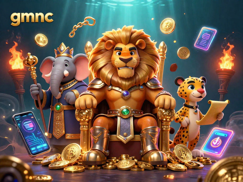 Engage with gmnc for a thrilling crypto casino experience featuring a fierce lion king.