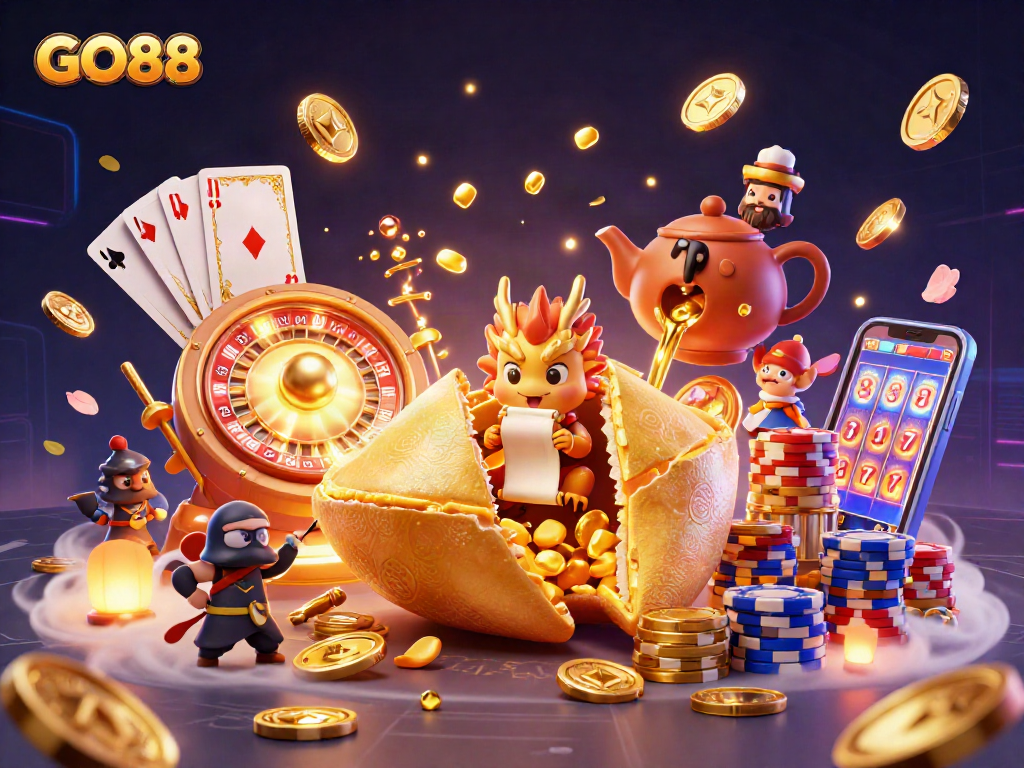 Engage with GO88's thrilling casino adventure featuring dynamic fortune elements and gold treasures.