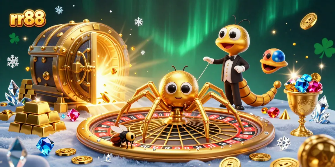 Experience thrilling rr88 gaming with a golden roulette wheel and betting activities in this vivid casino scene.